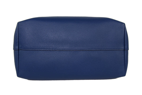 NEW PRADA Vitello Phenix Leather Shopping Tote Handbag, Blue