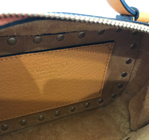 NEW VALENTINO Garavani Rockstud Leather Pouch, Yellow
