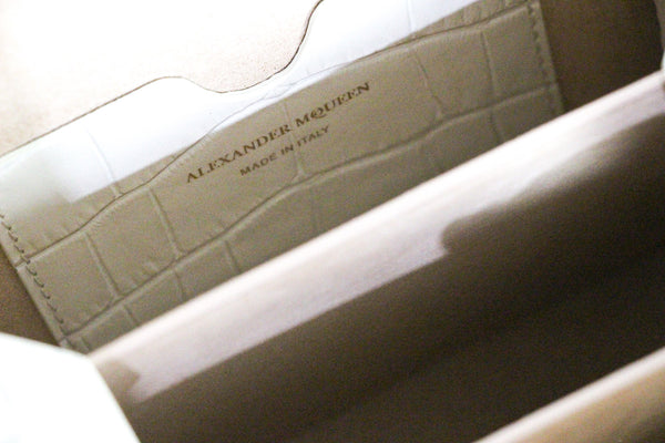 NEW ALEXANDER MCQUEEN Box 16 Silky Croc Embossed Convertible Crossbody Bag