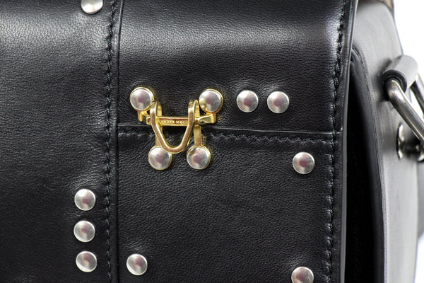 NEW ALEXANDER MCQUEEN Box 19 Hooks and Stud Convertible Leather Crossbody Bag, Black