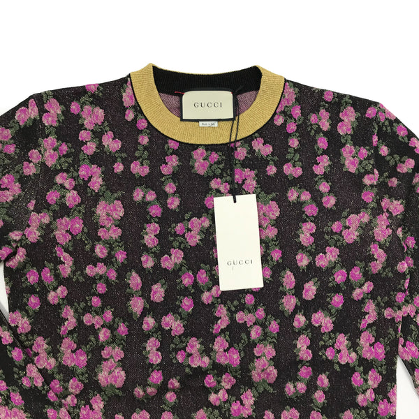 NEW GUCCI 494357 Women's Floral Jacquard Pullover Sweater, Sz. S