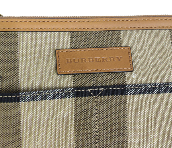 NEW BURBERRY Brit Grainy Canvas Check Medium Ashby Tassel Hobo Bag
