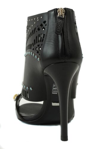 NEW $1,195 GUCCI 374743 Women's Lika Laser-cut Leather Ankle Boot, Black 38 8US