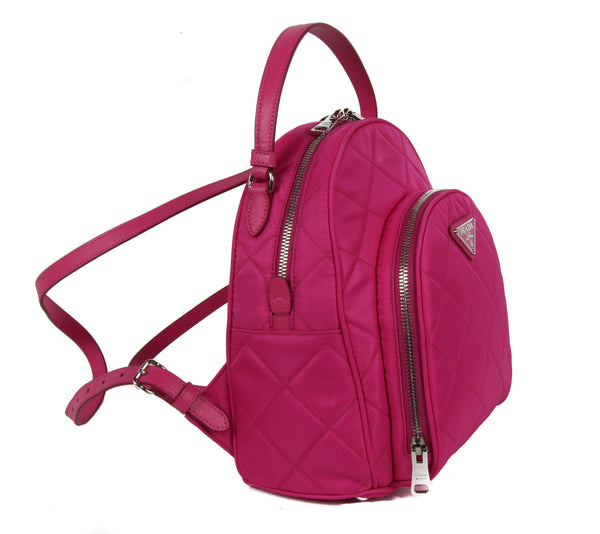 NEW PRADA Zaino Quilted Nylon Backpack Bag, Fuxia