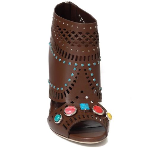 NEW/AUTHENTIC $1,195 GUCCI 371057 Women's Lika Laser-cut Leather Ankle Boot 38