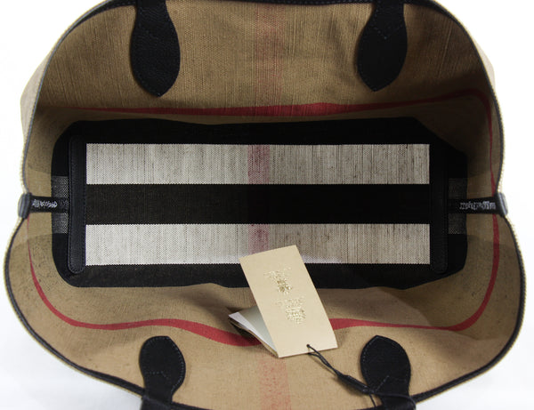 NEW BURBERRY Medium Reversible Doodle Canvas Check Tote