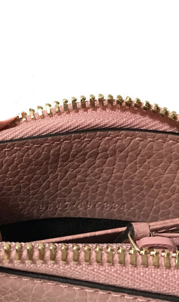NEW/AUTHENTIC GUCCI 449347 Interlocking G Leather Zip around Wallet, Pink