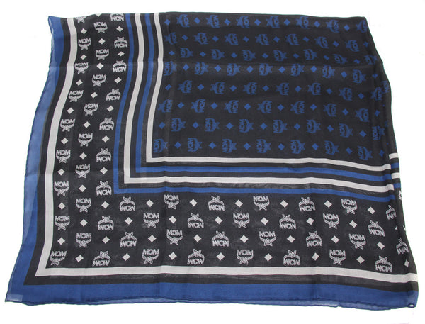 NEW MCM Monogram Jacquard Visetos Scarf, Blue