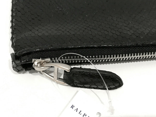 $595 NEW RALPH LAUREN COLLECTION Runway Snakeskin Zip Wristlet Pouch