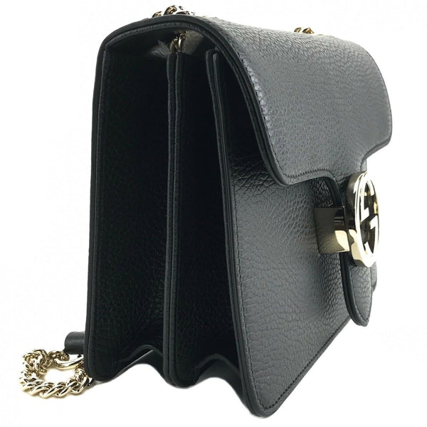 NEW/AUTHENTIC GUCCI 510304 Interlocking Leather Chain Crossbody Bag, Black