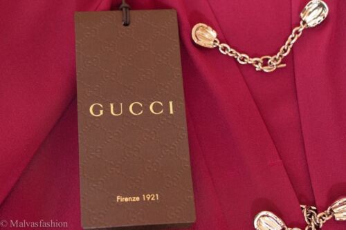 NEW/AUTHENTIC $1395 GUCCI 362040 Silk Long Sleeve Dress, Geranio Sz 0 US 36G