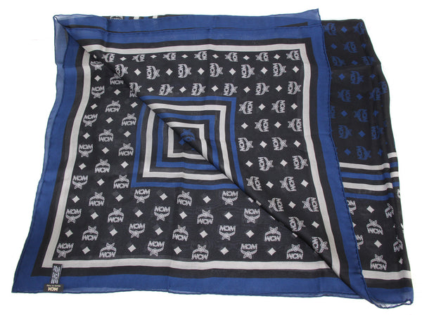NEW MCM Monogram Jacquard Visetos Scarf, Blue