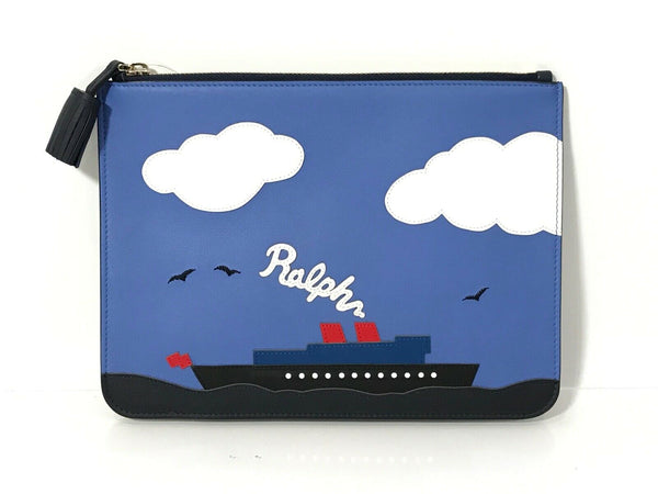 $495 NEW Ralph Lauren February Large Zip Pouch, Multicolor