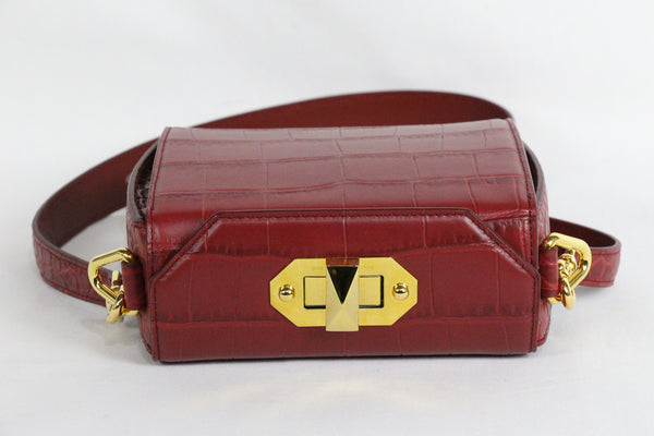NEW ALEXANDER MCQUEEN Box 16 Silky Croc Embossed Convertible Crossbody Bag