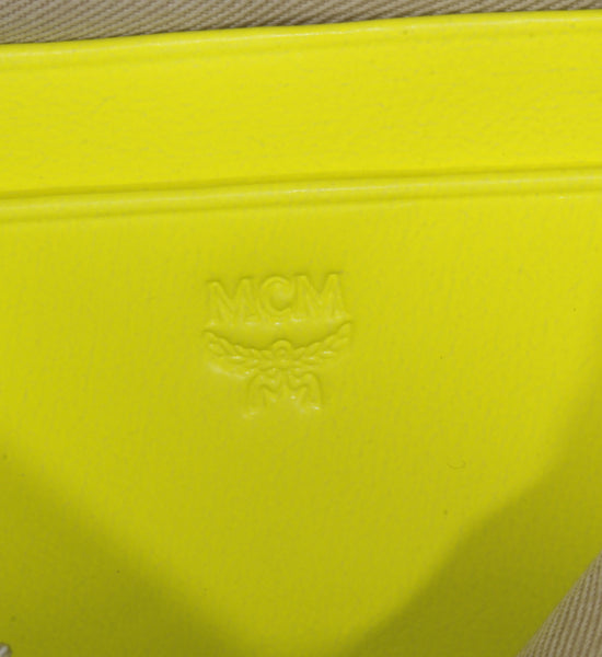 NEW MCM Visetos Small Coated Canvas Crossbody Convertible Waist Bag, Neon Yellow