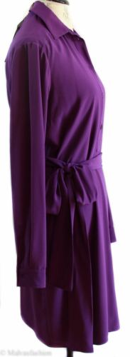 NEW/AUTHENTIC $1158 GUCCI 362041 Long Sleeve Silk Dress, Violet Sz 8US 44G