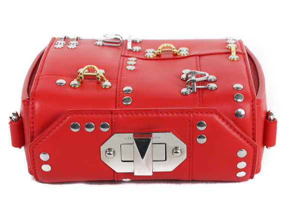 NEW ALEXANDER MCQUEEN Box 16 Hooks and Stud Convertible Crossbody Bag, Red