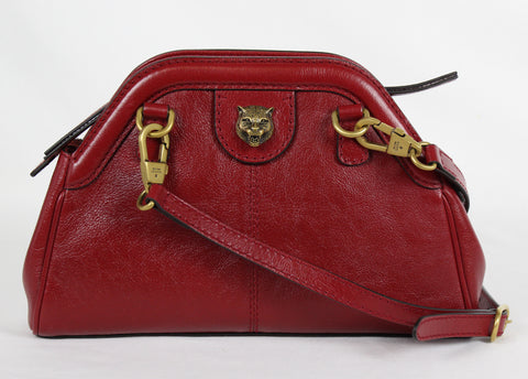 NEW GUCCI 524620 Belle Marmont Feline Small Crossbody Bag, Red