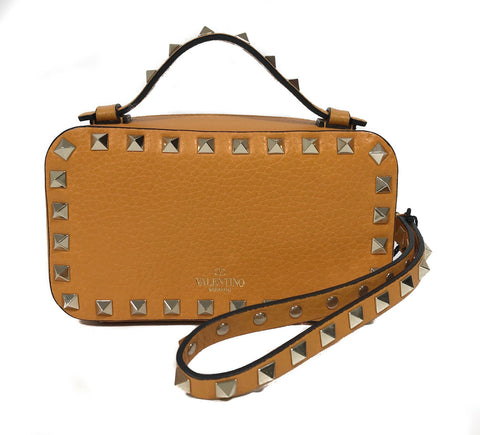 NEW VALENTINO Garavani Rockstud Leather Pouch, Yellow