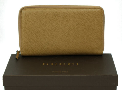 NEW GUCCI 321117 Large Unisex GG Guccissima Zip Around Wallet Clutch, Whisky