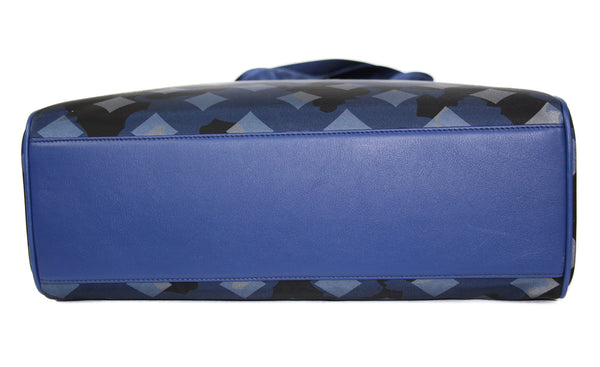 NEW MCM Visetos Nylon Top Zip Tote, Estate Blue