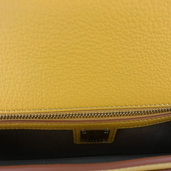 New MCM Medium Millie Leather Crossbody, Golden Mango