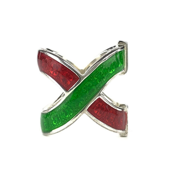 NEW/AUTHENTIC GUCCI 476873 Garden Sterling Silver and Enamel Ring, Red/Green