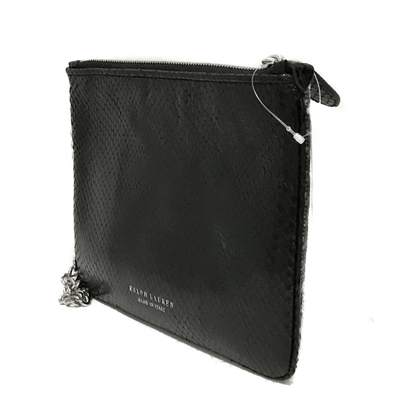 $595 NEW RALPH LAUREN COLLECTION Runway Snakeskin Zip Wristlet Pouch