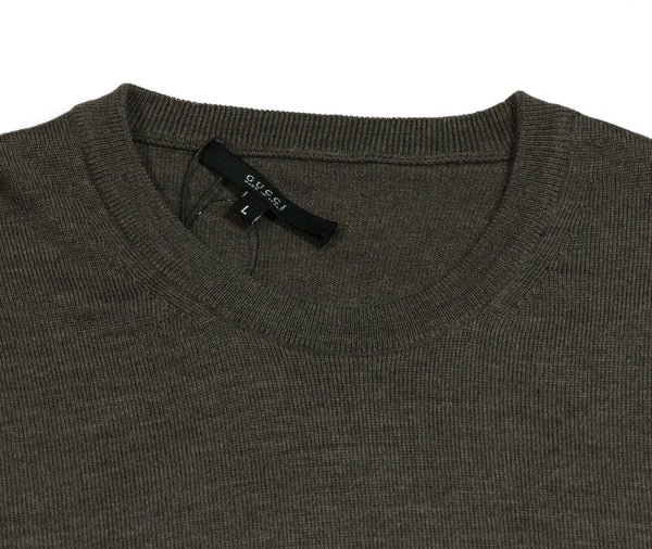 NEW/AUTHENTIC GUCCI 254707 Men's Interlocking G Crewneck Wool Sweater, Sz L