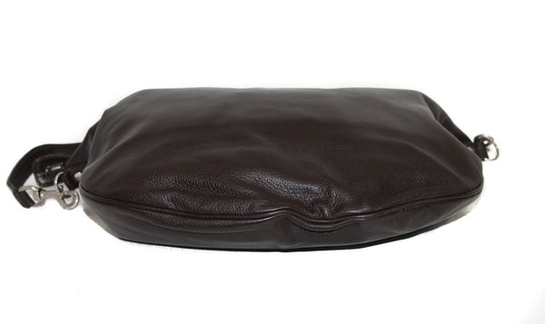 NEW/AUTHENTIC GUCCI 243308 Leather Messenger Travel Bag, Dark Cocoa