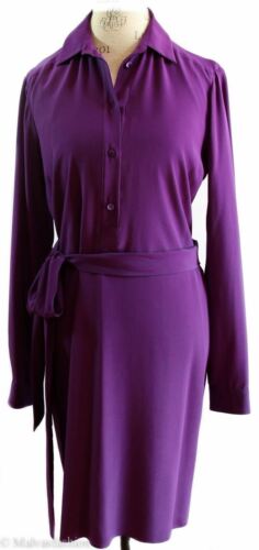 NEW/AUTHENTIC $1158 GUCCI 362041 Long Sleeve Silk Dress, Violet Sz 8US 44G