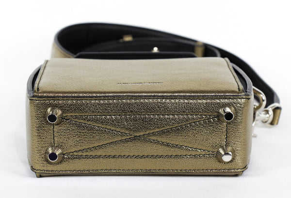 NEW ALEXANDER MCQUEEN Box 16 Metallic Grain Leather Convertible Crossbody Bag, Gold Bronze