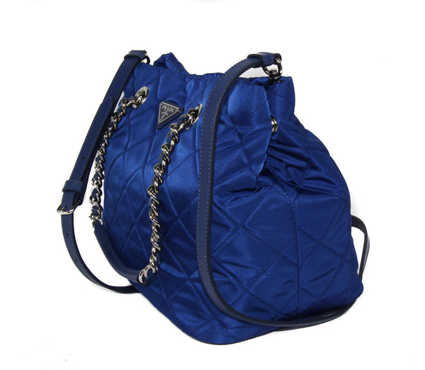 NEW PRADA Quilted Nylon Tote Crossbody Bag, Blue