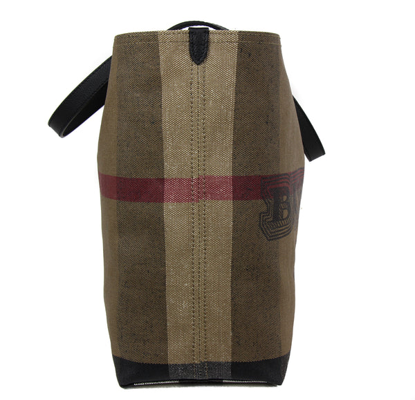 NEW BURBERRY Medium Reversible Doodle Canvas Check Tote