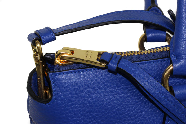 NEW PRADA Vitello Phenix Leather Crossbody Handbag, Blue