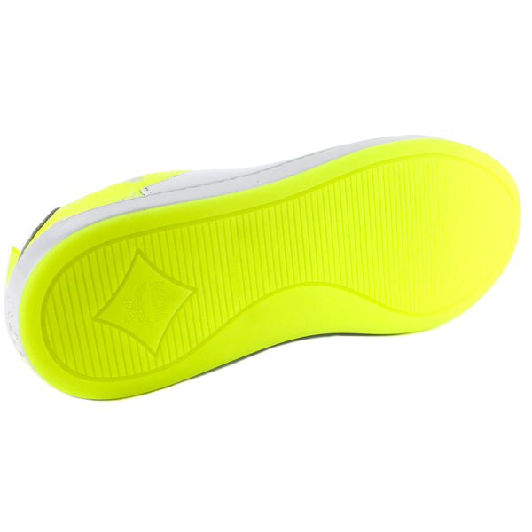 NEW MCM Logo Low Top Leather and Visetos Sneakers White/Yellow