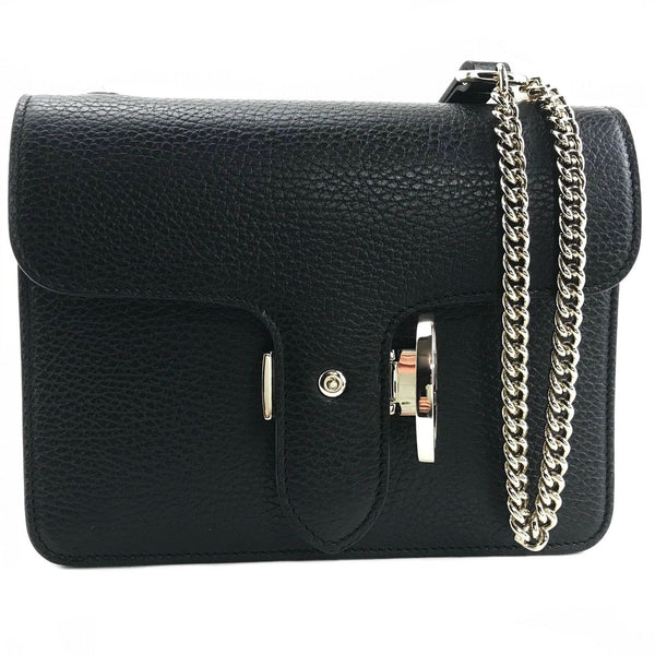 NEW/AUTHENTIC GUCCI 510304 Interlocking Leather Chain Crossbody Bag, Black