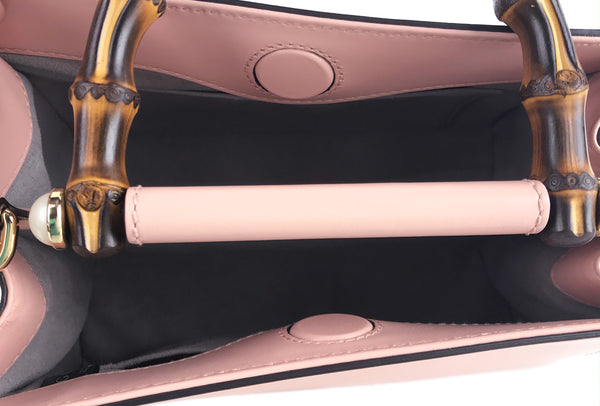 NEW GUCCI Nymphaea Mini Top Handle Leather Convertible Crossbody Bag, Pink