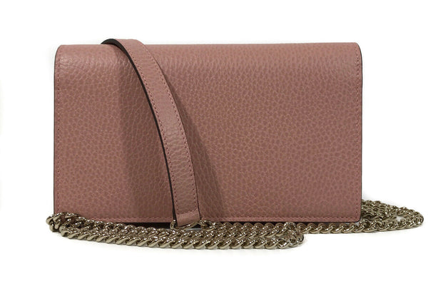 NEW GUCCI 510314 Interlocking Leather Chain Cross Body Wallet Bag, Pink
