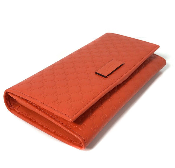 NEW/AUTHENTIC GUCCI 449396 Leather Microguccissima Continental Wallet, Orange