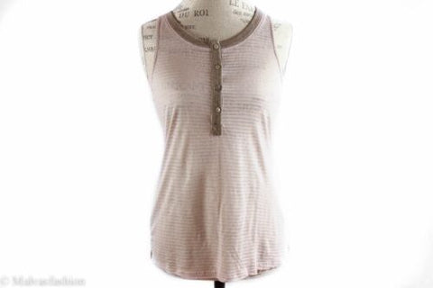 SANCTUARY Sleeveless Shadow Stripe Contrast Trim Tank Top, Size S