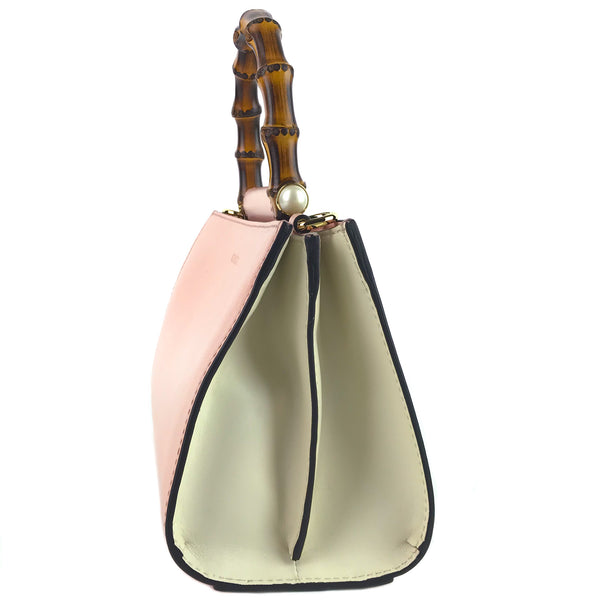 NEW GUCCI Nymphaea Mini Top Handle Leather Convertible Crossbody Bag, Pink