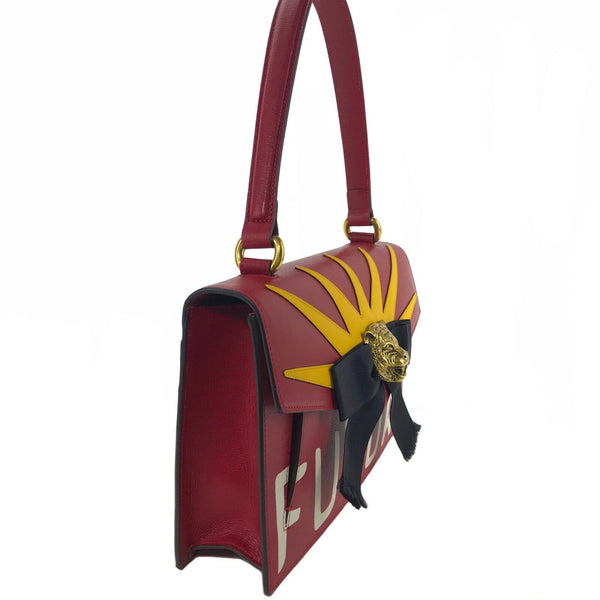 NEW/AUTHENTIC GUCCI 466417 Future Bow Feline Head Leather Bag, Multi