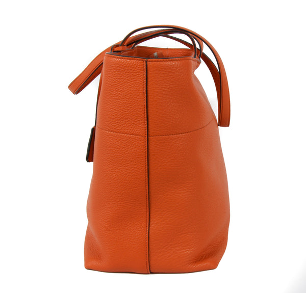 NEW PRADA Vitello Phenix Leather Shopping Tote Handbag, Orange