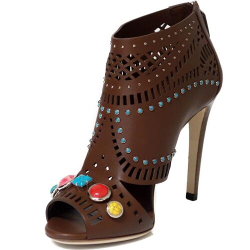 NEW/AUTHENTIC $1,195 GUCCI 371057 Women's Lika Laser-cut Leather Ankle Boot 38