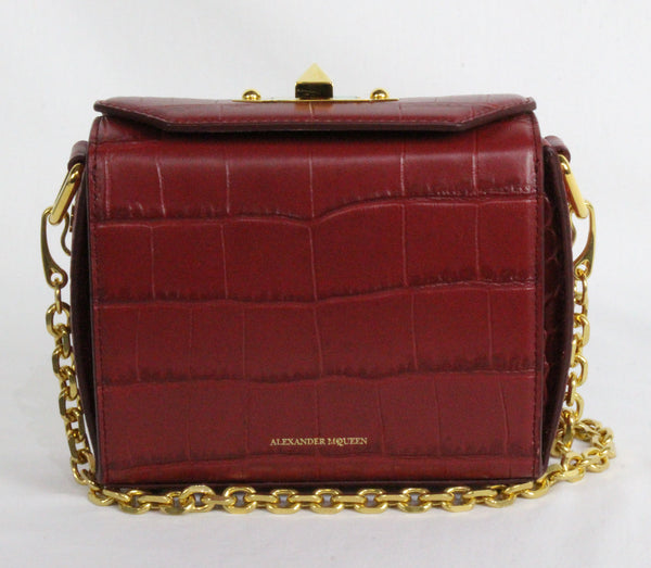 NEW ALEXANDER MCQUEEN Box 16 Silky Croc Embossed Convertible Crossbody Bag