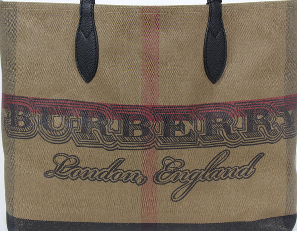 NEW BURBERRY Medium Reversible Doodle Canvas Check Tote