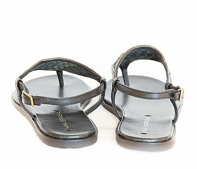 NWT VIA SPIGA Aislin2 Womens Black Leather Sandals Shoe, Size 5.5M
