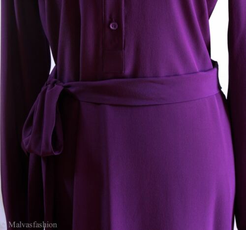 NEW/AUTHENTIC $1158 GUCCI 362041 Long Sleeve Silk Dress, Violet Sz 8US 44G