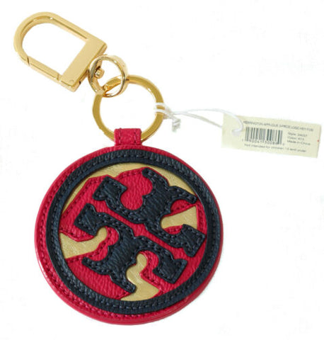 NIB Tory Burch Kerrington Applique 3 Piece Logo Key FOB, Multicolor